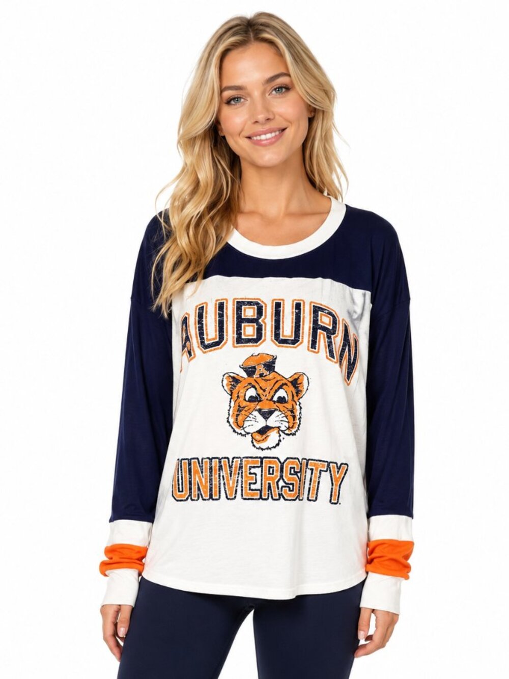 Auburn Tigers Womens Jersey Top Size Small Sandstone Distressed Logo Crop New